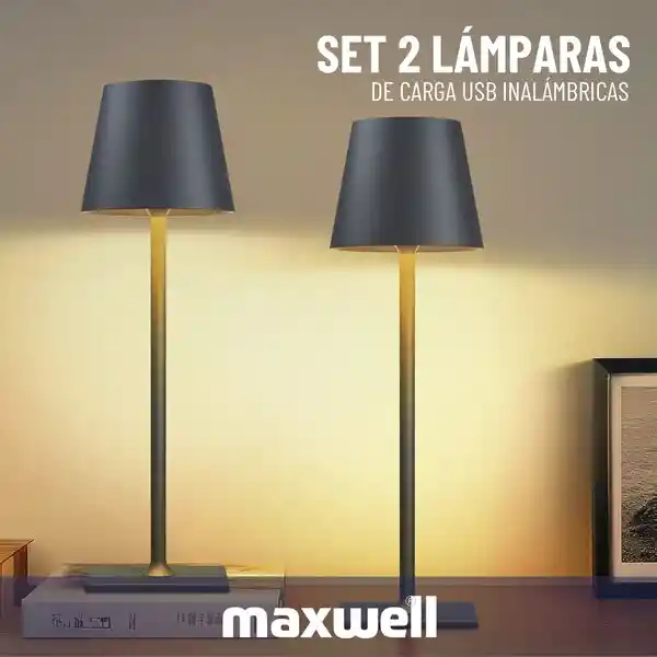 Lampara Led Set X2 Mesa Inalambrica Maxwell Minimalista