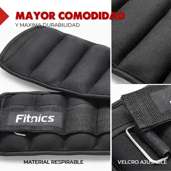 Pesas Tobilleras Y Muñequeras 6kg Fitnics Ajustables Set X2