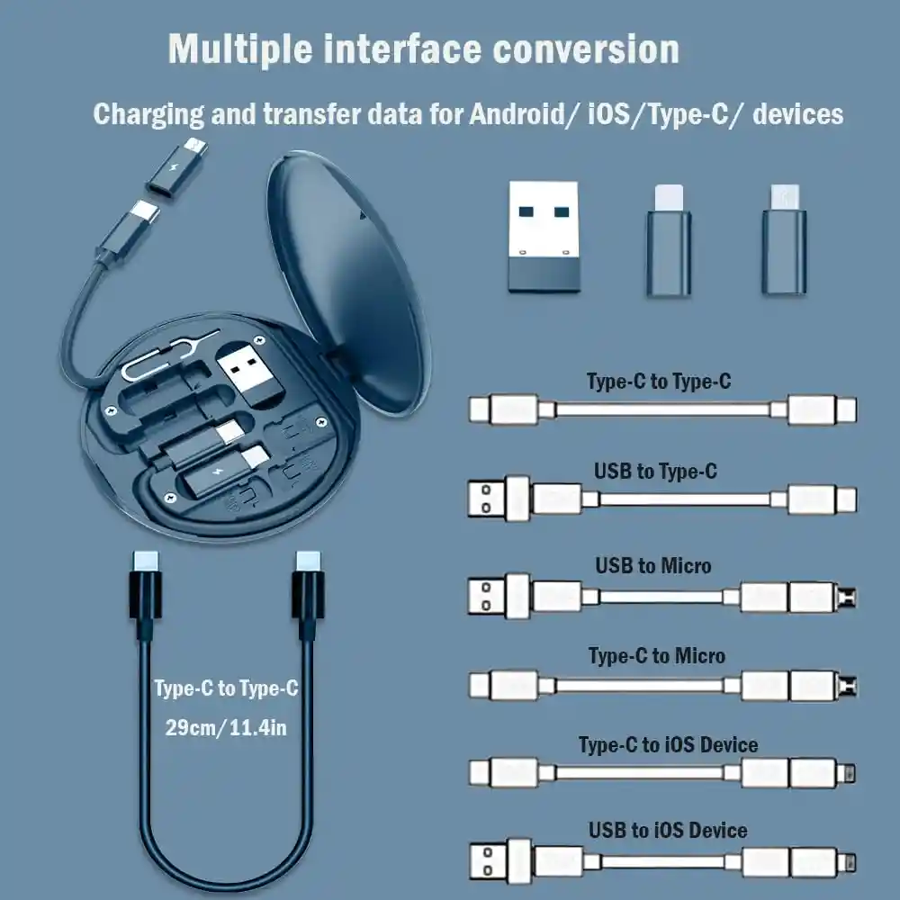 Kit Viajero Multifuncional De Cables De Datos