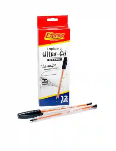 Caja De Esfero Ultragel X12 Unds Negro De Tapa