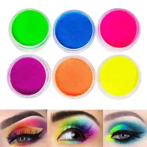 Pigmentos Para Maquillaje De Rostro, Cuerpo O Uñas Colores Neon 6 Tonos