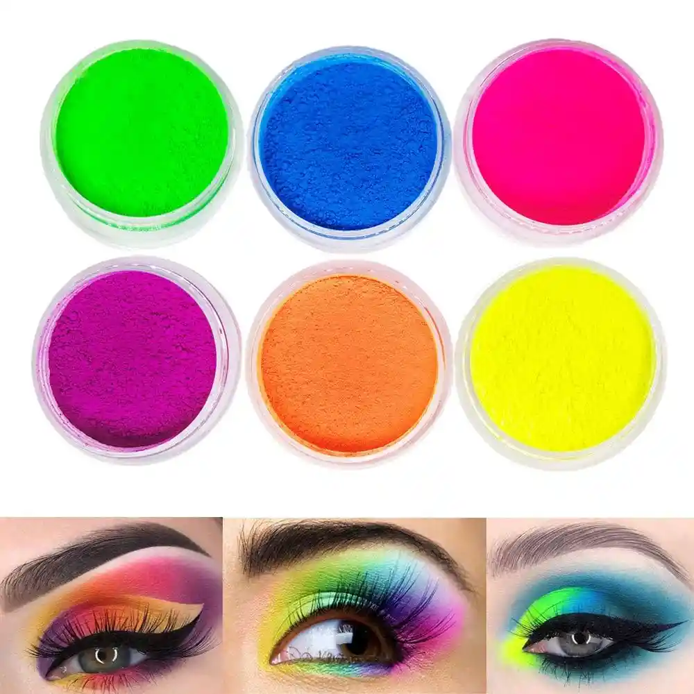 Pigmentos Para Maquillaje De Rostro, Cuerpo O Uñas Colores Neon 6 Tonos