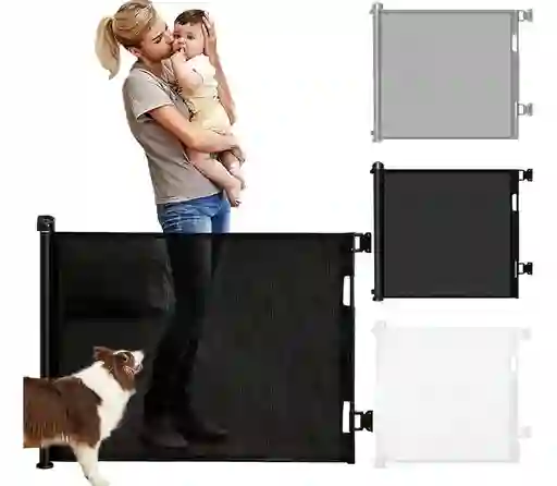 Puerta Retráctil Seguridad Bebe Mascota Extensible 1.8 Mts Negra