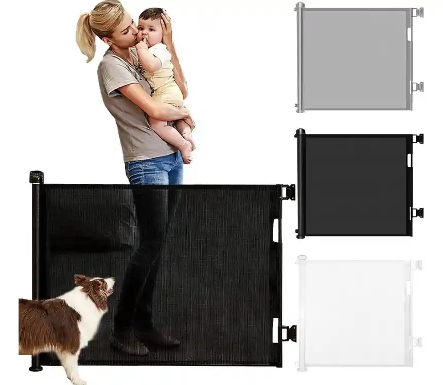 Puerta Retráctil Seguridad Bebe Mascota Extensible 1.8 Mts Negra