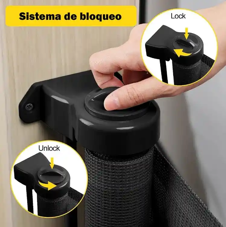 Puerta Retráctil Seguridad Bebe Mascota Extensible 1.8 Mts Negra