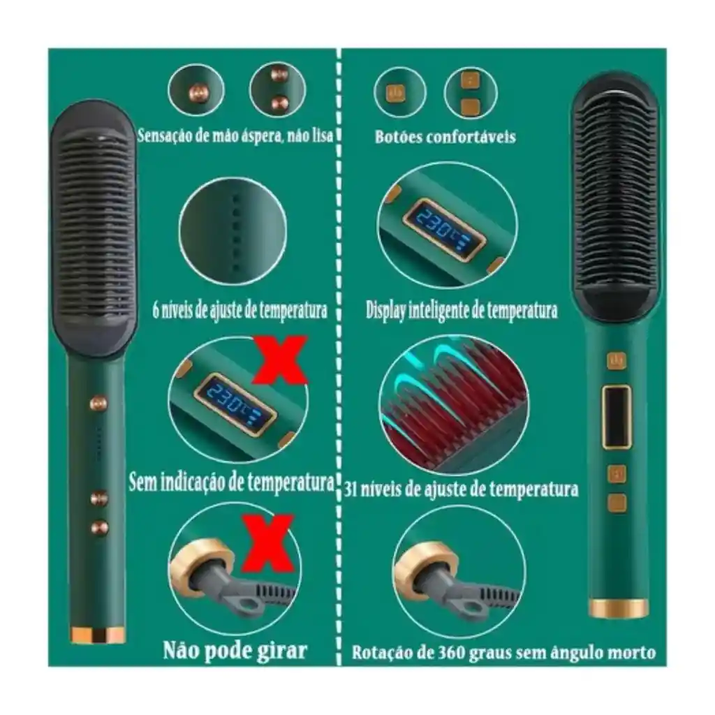 Cepillo Plancha Secador 2 En 1 Alisador