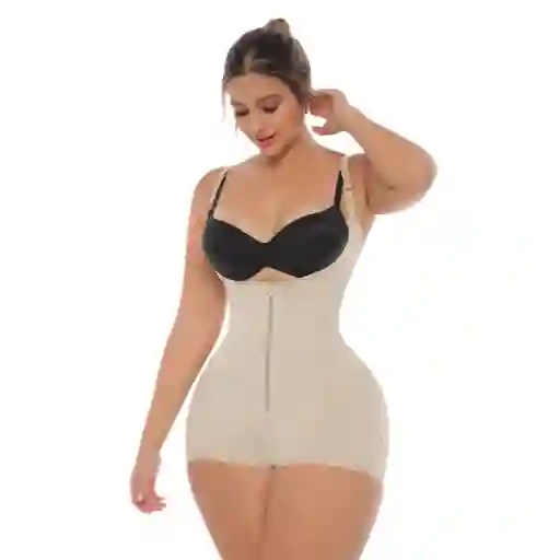 6076-faja Cachetero Moldeadora Térmica Con Látex Abdominal Color: Beige Talla:m