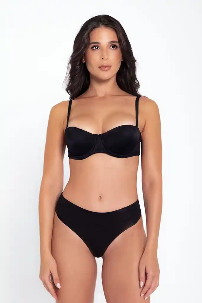 Panty Brasilera Unicolor De Algodón Peinado Premium (1059) Negro L