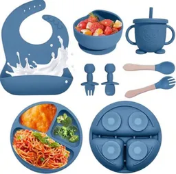 Set Vajilla Bebe En Silicona Kit Alimentacion 8 Piezas Niño
