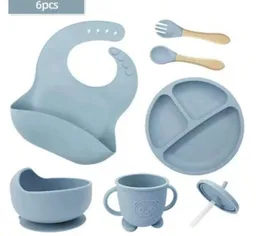 Set Vajilla Bebe En Silicona Kit Alimentacion 6 Piezas Niño