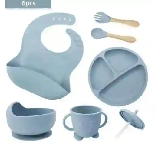 Set Vajilla Bebe En Silicona Kit Alimentacion 6 Piezas Niño