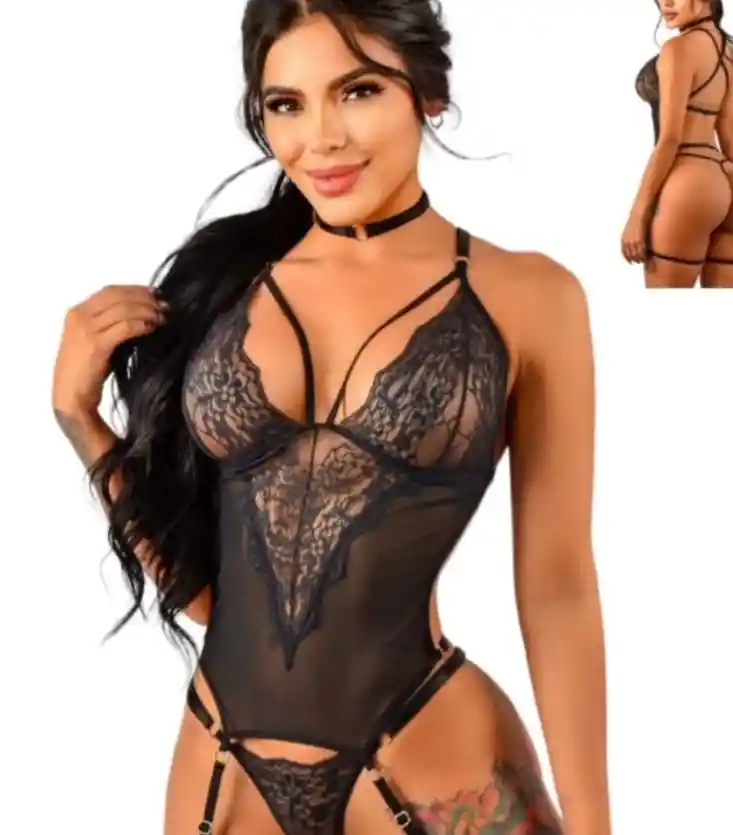 Conjunto De Lenceria Negro Para Dama