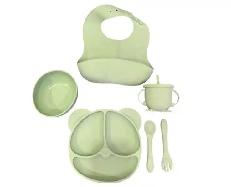 Set Vajilla Bebe En Silicona Kit Alimentacion 6 Piezas Niño