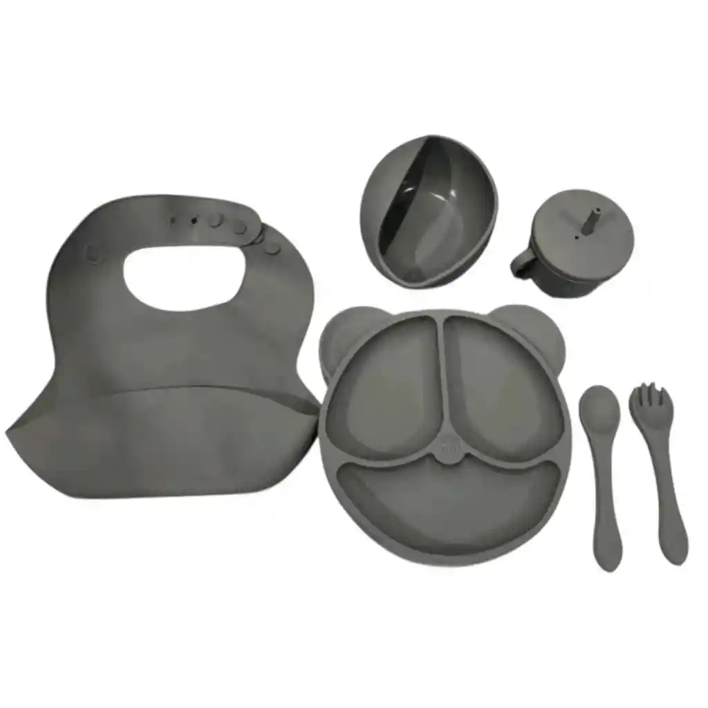 Set Vajilla Bebe En Silicona Kit Alimentacion 6 Piezas Niño