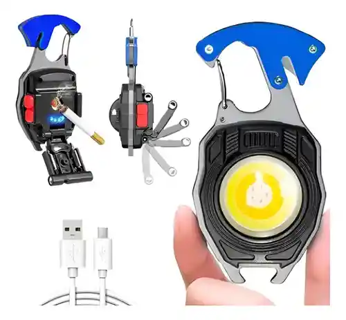Mini Linterna Cob 9 En 1 Recargable Llavero
