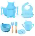 Set Vajilla Bebe En Silicona Kit Alimentacion Niños Diseño Ardilla
