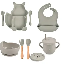 Set Vajilla Bebe En Silicona Kit Alimentacion Niños Diseño Ardilla