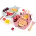 Set Vajilla Bebe En Silicona Kit Alimentacion Niños Diseño Ardilla
