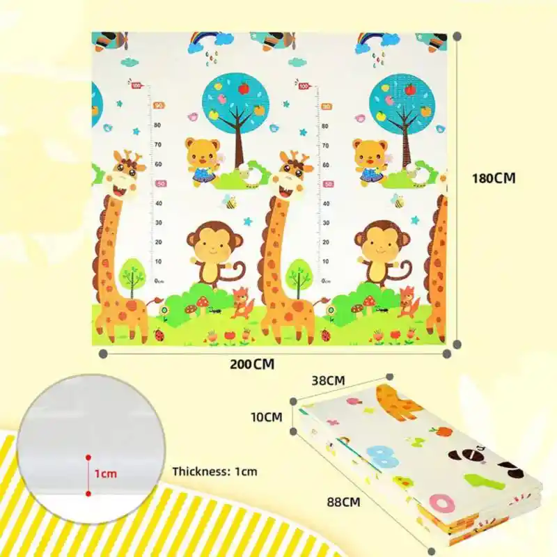 Tapete Para Bebe Plegable Gateo 200x180 Cm Doble Faz