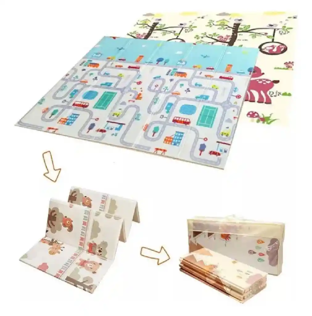 Tapete Para Bebe Plegable Gateo 200x180 Cm Doble Faz