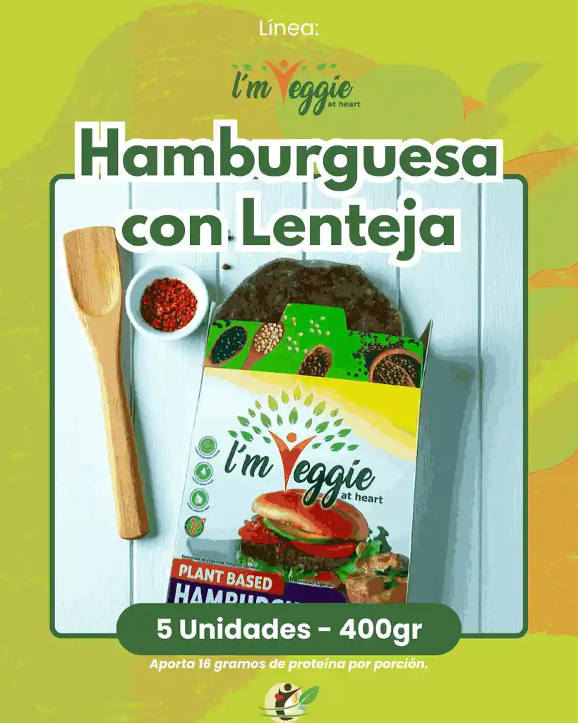 Carne De Hamburguesa Con Lenteja Germinada - 5 Unidades - Producto Vegano