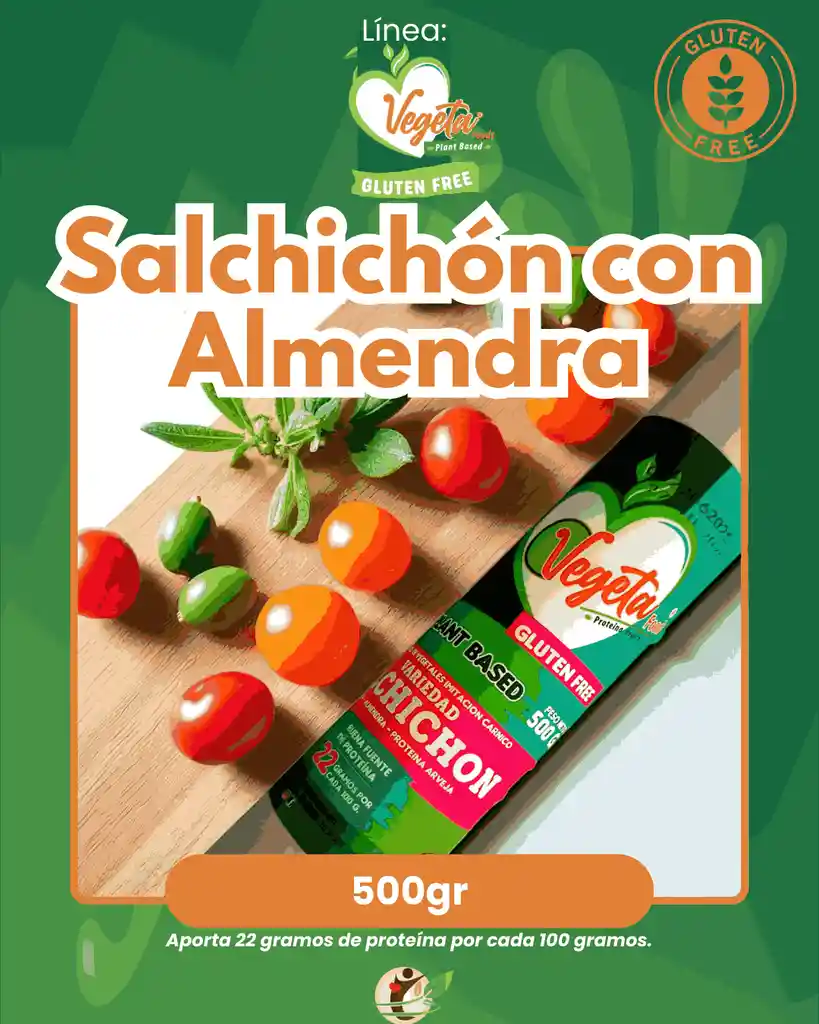 Salchichón Sin Gluten - 500gr - Producto Vegano