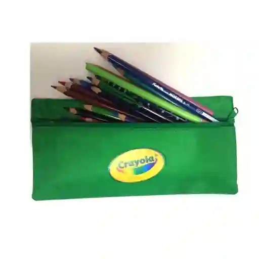 Cartuchera Verde Crayola En Tela Plastica De 1 Bolsillo. No Incluye Colores