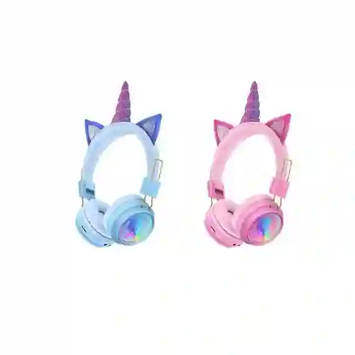 Audífono Diadema De Unicornio Bluetooth Rosado O Celeste Ah-902a