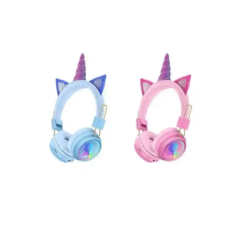 Audífono Diadema De Unicornio Bluetooth Rosado O Celeste Ah-902a