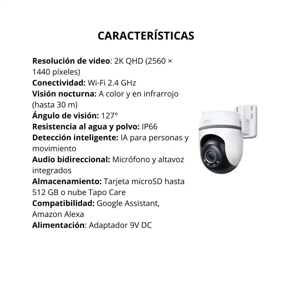 Cámara Tp-link Tapo Tc42 Wi-fi Exterior Con Visión Nocturna A Color Y Detección Inteligente