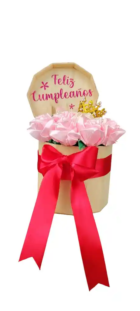 Caja De Flores Rosadas