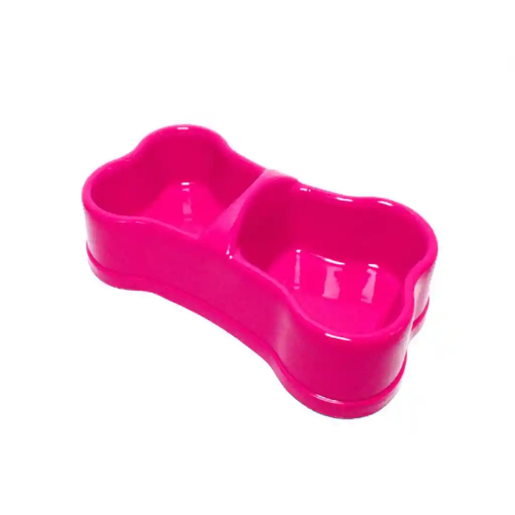 Comedero Doble Hueso Pequeño Fucsia