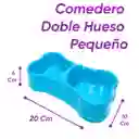Comedero Doble Hueso Pequeño Azul