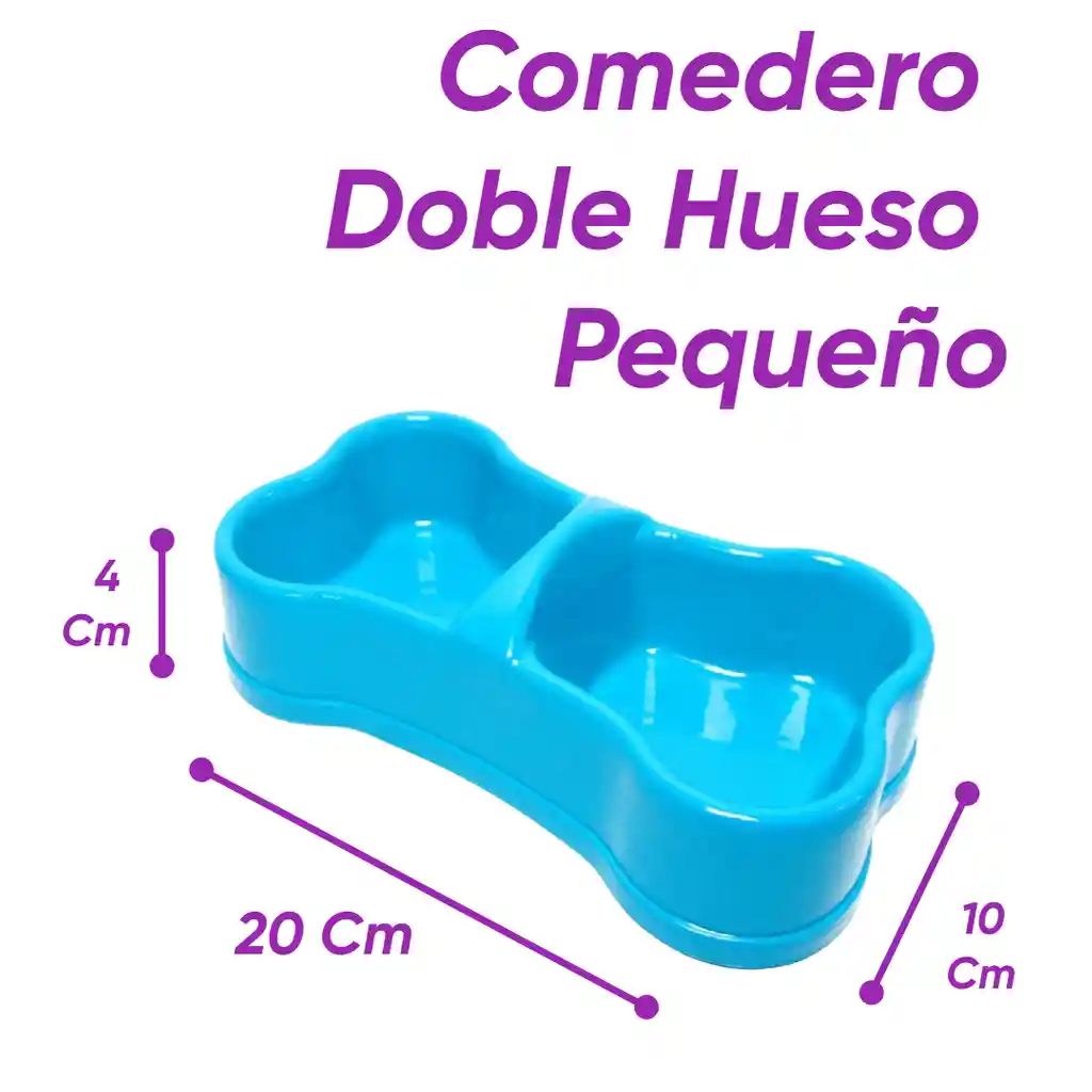 Comedero Doble Hueso Pequeño Azul