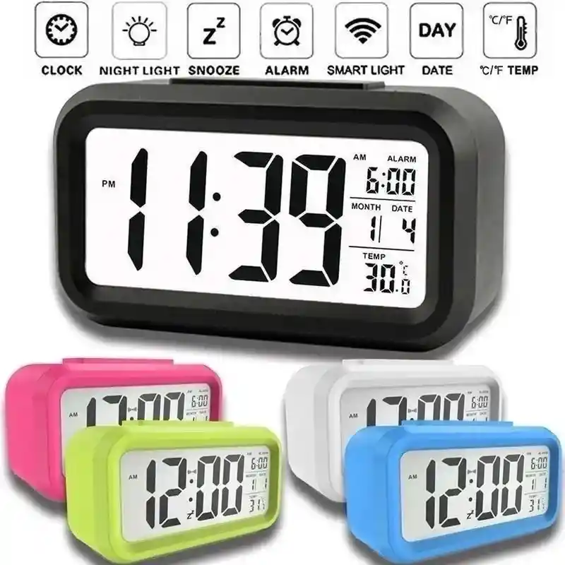 Reloj Digital Con Alarma De Mesa Colores Varios M210