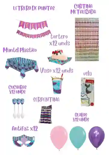 Kit De Fiesta Cola De Sirena