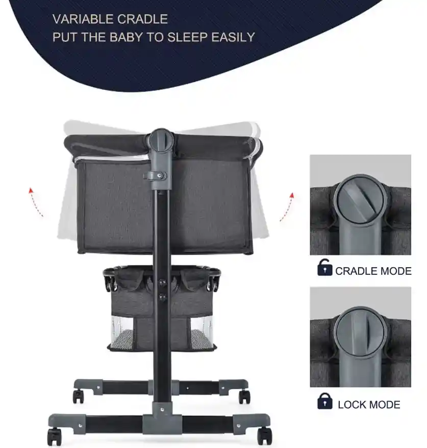 Cuna Colecho Gris Bebe Mosquitero Mecedora Organizador Colchoneta