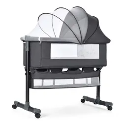 Cuna Colecho Gris Oscuro Bebe Mosquitero Mecedora Organizador Colchoneta