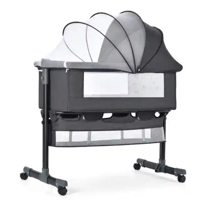 Cuna Colecho Gris Oscuro Bebe Mosquitero Mecedora Organizador Colchoneta