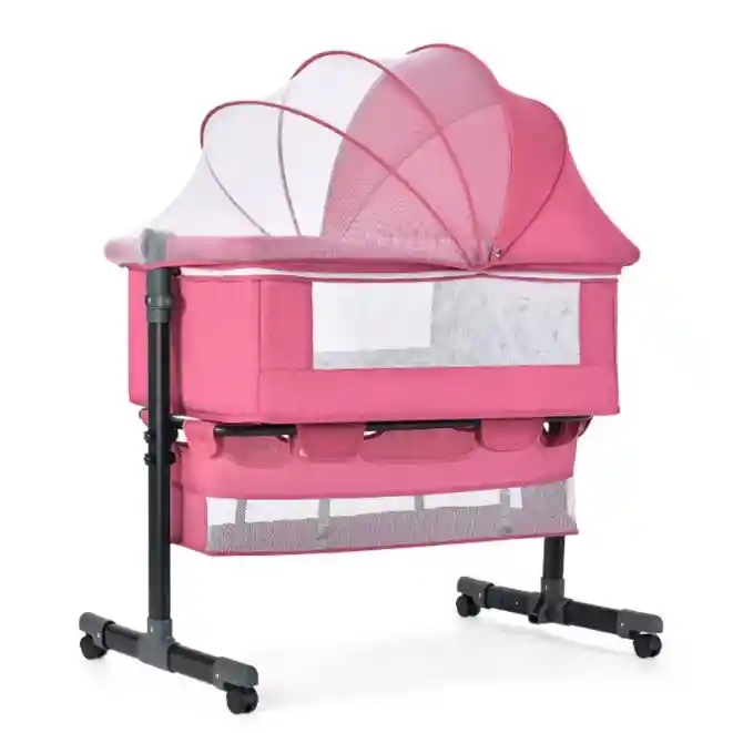 Cuna Colecho Rosa Bebe Mosquitero Mecedora Organizador Colchoneta