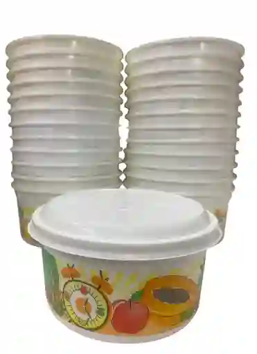 Contenedor Plástico Impreso Con Tapa X 650 Gramos, Envase Plástico Con Tapa X 10 Unds