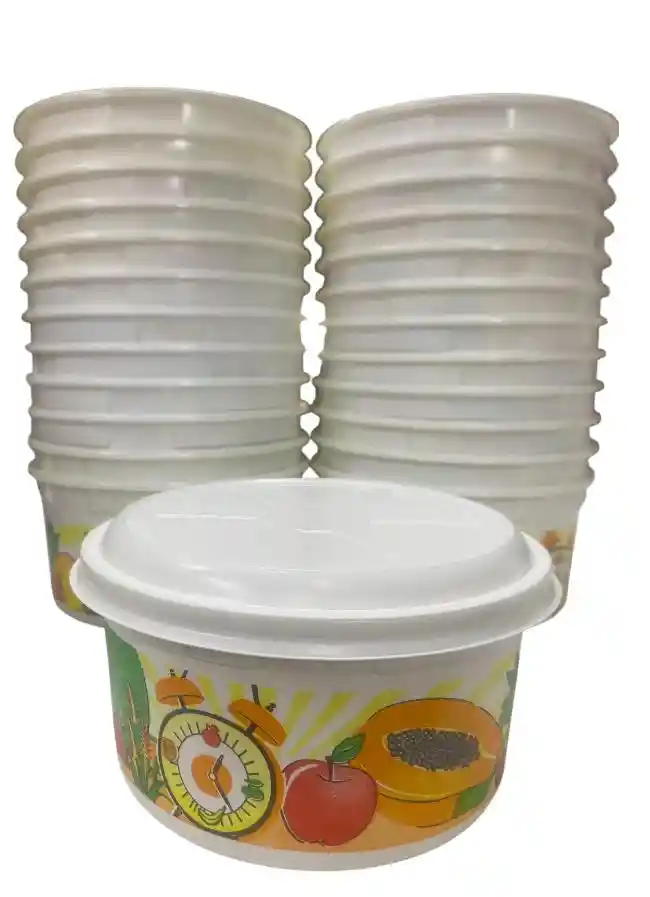 Contenedor Plástico Impreso Con Tapa X 650 Gramos, Envase Plástico Con Tapa X 10 Unds