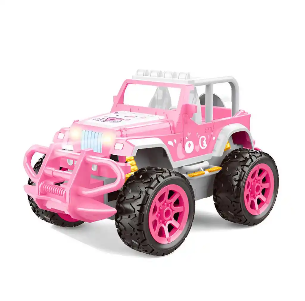 Carro Jeep Muñeca Rosa Recargable + Control Juguete Niñas