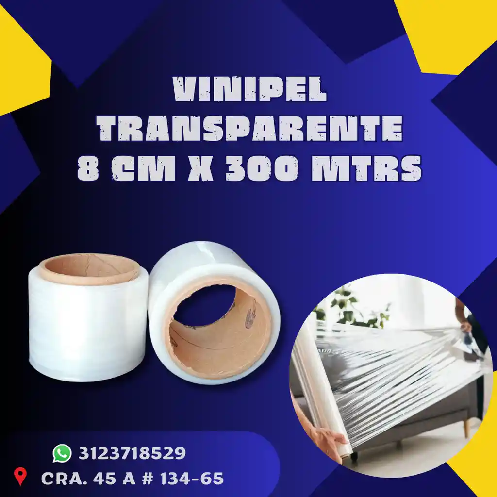 Vinipel- Pelex Transparente 8cm X 300 Mtrs