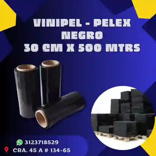 Vinipel-pelex Negro 30 Cm X 500 Mtrs