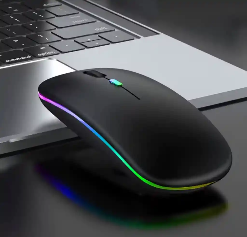 Mouse Inalámbrico Bluetooth Recargable Con Luces Led Negro