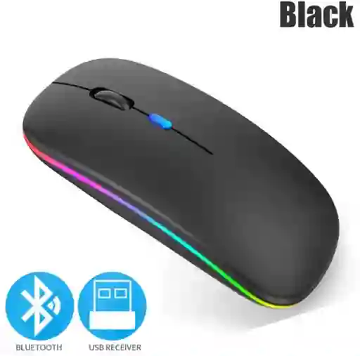 Mouse Inalámbrico Bluetooth Recargable Con Luces Led Negro