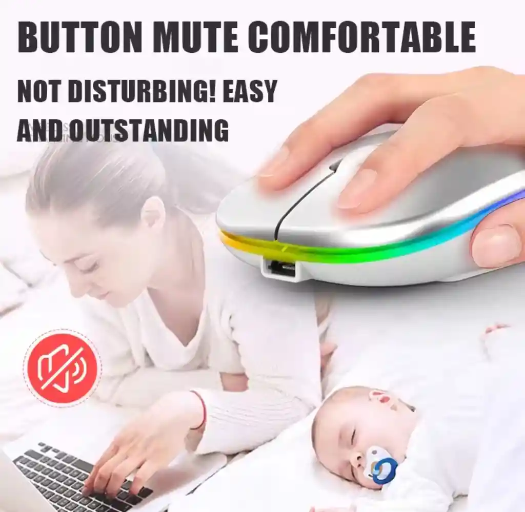 Mouse Inalámbrico Bluetooth Recargable Con Luces Led Negro