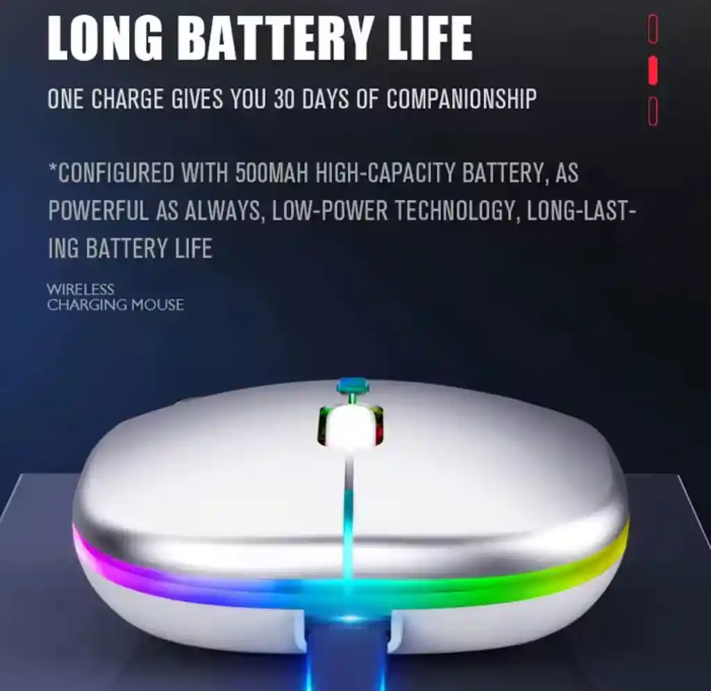 Mouse Inalámbrico Bluetooth Recargable Con Luces Led Negro