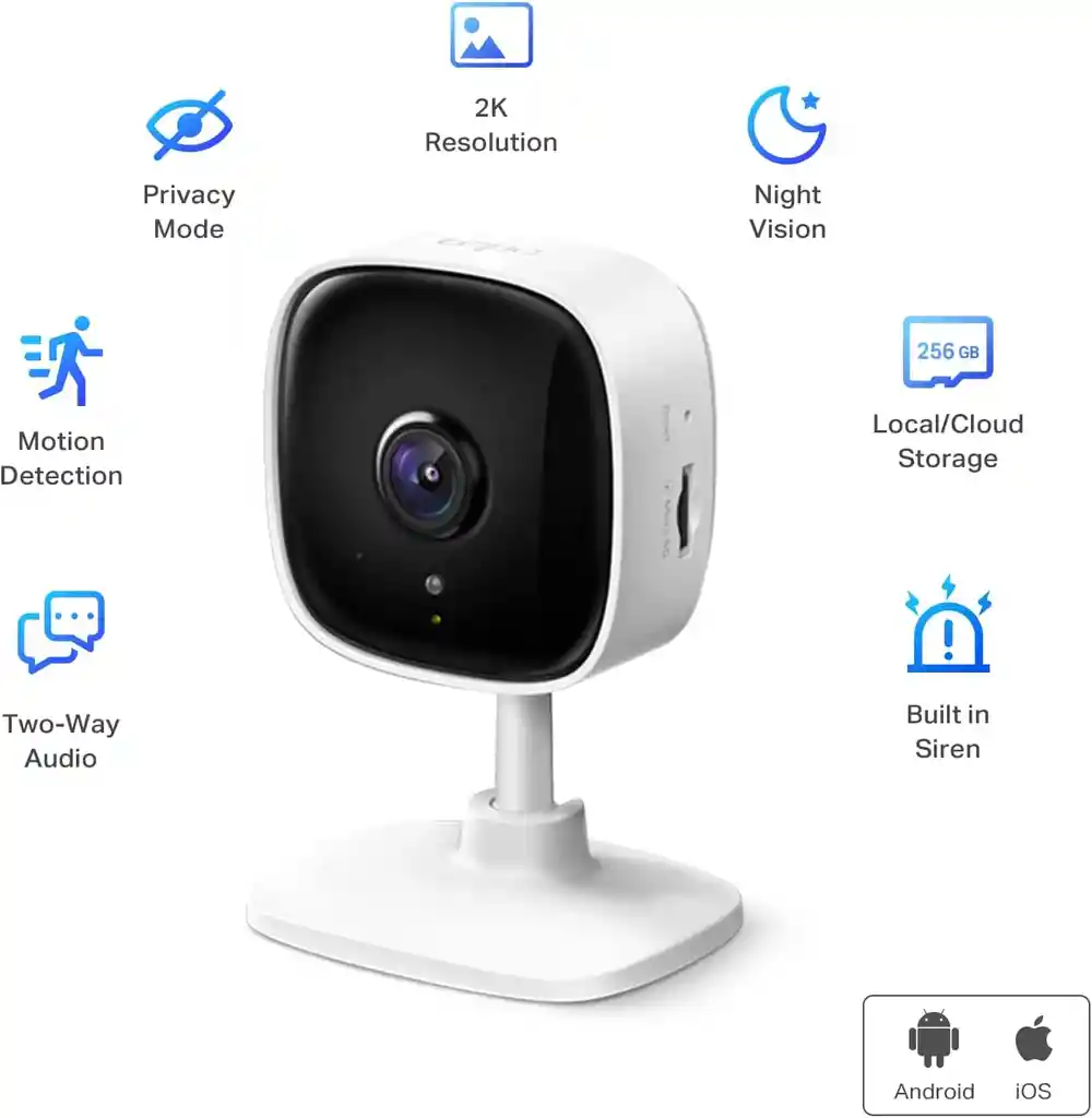 Tapo Tp-link Cámara Seguridad 2k Wi-fi C110 Detecta Movimiento Audio Bidireccional Sirena Visión Nocturna